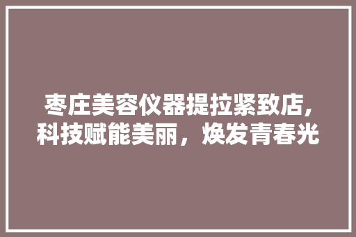 枣庄美容仪器提拉紧致店,科技赋能美丽，焕发青春光彩 枣庄美容仪器提拉紧致店,科技赋能美丽，焕发青春光彩 日用科普