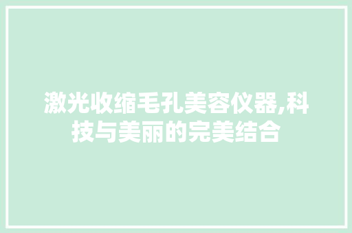 激光收缩毛孔美容仪器,科技与美丽的完美结合 激光收缩毛孔美容仪器,科技与美丽的完美结合 饮食拾萃