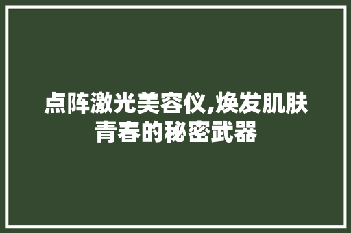 点阵激光美容仪,焕发肌肤青春的秘密武器 点阵激光美容仪,焕发肌肤青春的秘密武器 饮食拾萃