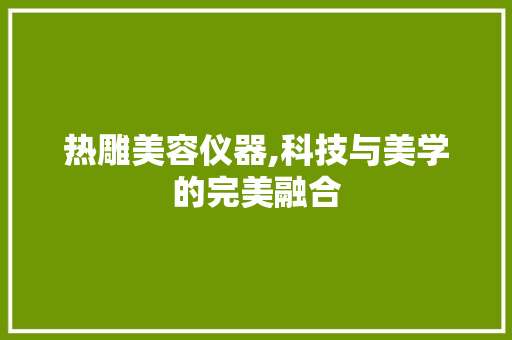 热雕美容仪器,科技与美学的完美融合 热雕美容仪器,科技与美学的完美融合 养生保健