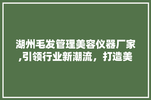 湖州毛发管理美容仪器厂家,引领行业新潮流，打造美丽健康生活 湖州毛发管理美容仪器厂家,引领行业新潮流，打造美丽健康生活 服饰装扮