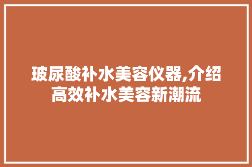 玻尿酸补水美容仪器,介绍高效补水美容新潮流 玻尿酸补水美容仪器,介绍高效补水美容新潮流 美容塑身