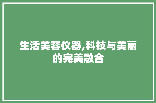 生活美容仪器,科技与美丽的完美融合 生活美容仪器,科技与美丽的完美融合 美容塑身