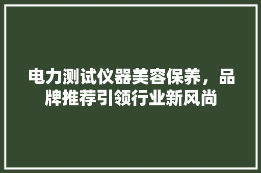 电力测试仪器美容保养，品牌推荐引领行业新风尚 电力测试仪器美容保养，品牌推荐引领行业新风尚 家居时尚