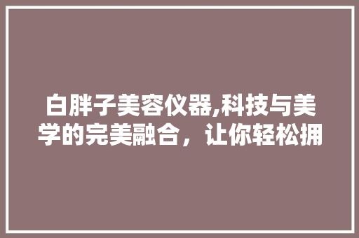 白胖子美容仪器,科技与美学的完美融合，让你轻松拥有完美肌肤 白胖子美容仪器,科技与美学的完美融合，让你轻松拥有完美肌肤 日用科普