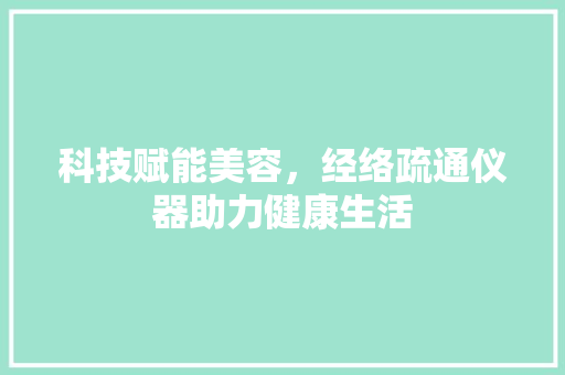 科技赋能美容，经络疏通仪器助力健康生活 科技赋能美容，经络疏通仪器助力健康生活 服饰装扮