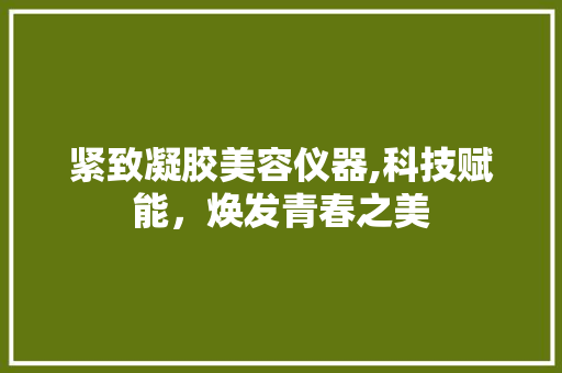 紧致凝胶美容仪器,科技赋能，焕发青春之美 紧致凝胶美容仪器,科技赋能，焕发青春之美 旅行地理