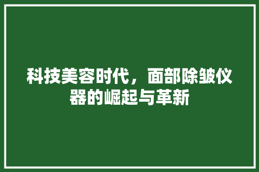科技美容时代，面部除皱仪器的崛起与革新 科技美容时代，面部除皱仪器的崛起与革新 服饰装扮