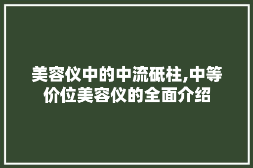 美容仪中的中流砥柱,中等价位美容仪的全面介绍 美容仪中的中流砥柱,中等价位美容仪的全面介绍 服饰装扮