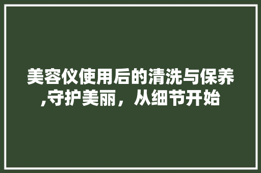 美容仪使用后的清洗与保养,守护美丽，从细节开始 美容仪使用后的清洗与保养,守护美丽，从细节开始 服饰装扮