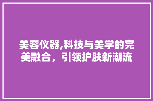 美容仪器,科技与美学的完美融合，引领护肤新潮流 美容仪器,科技与美学的完美融合，引领护肤新潮流 动手制作