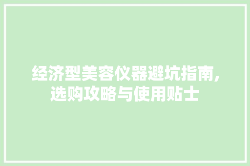 经济型美容仪器避坑指南,选购攻略与使用贴士 经济型美容仪器避坑指南,选购攻略与使用贴士 饮食拾萃