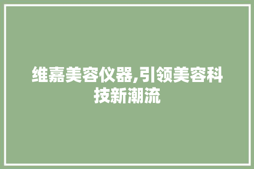 维嘉美容仪器,引领美容科技新潮流 维嘉美容仪器,引领美容科技新潮流 家居时尚