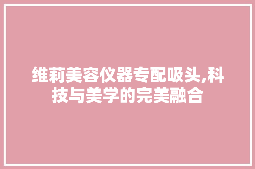维莉美容仪器专配吸头,科技与美学的完美融合 家居时尚