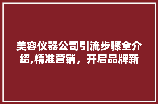 美容仪器公司引流步骤全介绍,精准营销，开启品牌新篇章 美容仪器公司引流步骤全介绍,精准营销，开启品牌新篇章 养生保健