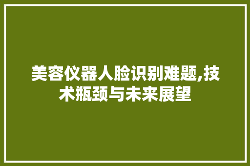 美容仪器人脸识别难题,技术瓶颈与未来展望 美容仪器人脸识别难题,技术瓶颈与未来展望 动手制作