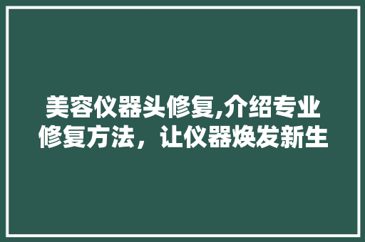 美容仪器头修复,介绍专业修复方法，让仪器焕发新生 美容仪器头修复,介绍专业修复方法，让仪器焕发新生 服饰装扮
