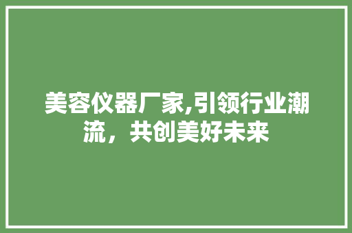 美容仪器厂家,引领行业潮流，共创美好未来 美容仪器厂家,引领行业潮流，共创美好未来 动手制作