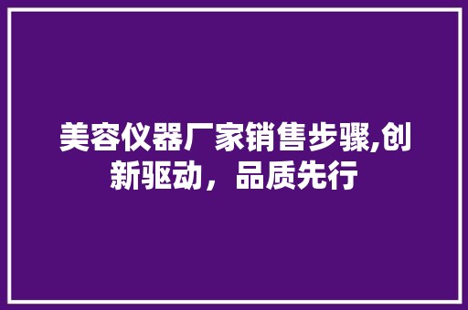 美容仪器厂家销售步骤,创新驱动，品质先行 美容仪器厂家销售步骤,创新驱动，品质先行 家居时尚
