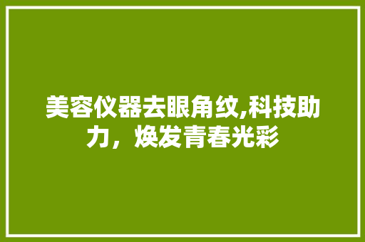 美容仪器去眼角纹,科技助力，焕发青春光彩 美容仪器去眼角纹,科技助力，焕发青春光彩 日用科普