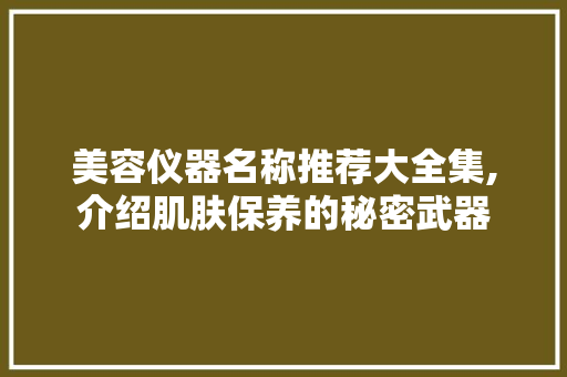 美容仪器名称推荐大全集,介绍肌肤保养的秘密武器 美容仪器名称推荐大全集,介绍肌肤保养的秘密武器 美容塑身