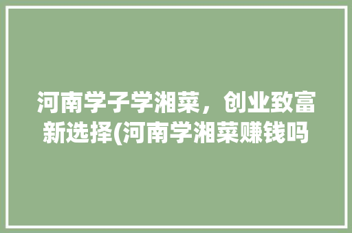 河南学子学湘菜，创业致富新选择(河南学湘菜赚钱吗现在) 河南学子学湘菜，创业致富新选择(河南学湘菜赚钱吗现在) 饮食拾萃