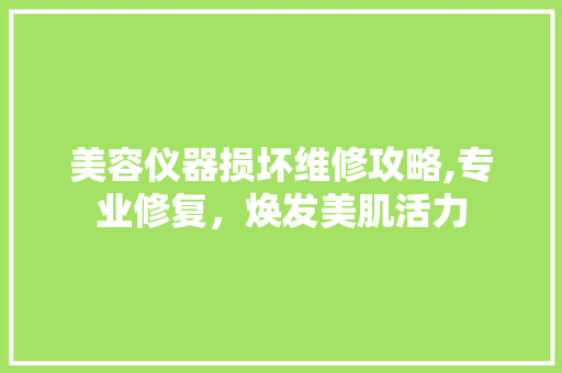 美容仪器损坏维修攻略,专业修复，焕发美肌活力 美容仪器损坏维修攻略,专业修复，焕发美肌活力 动手制作