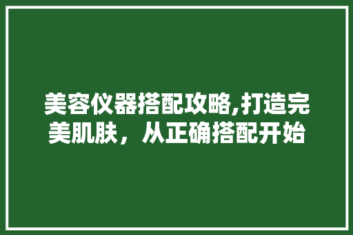 美容仪器搭配攻略,打造完美肌肤，从正确搭配开始 美容仪器搭配攻略,打造完美肌肤，从正确搭配开始 美容塑身