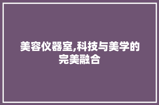 美容仪器室,科技与美学的完美融合 美容仪器室,科技与美学的完美融合 饮食拾萃