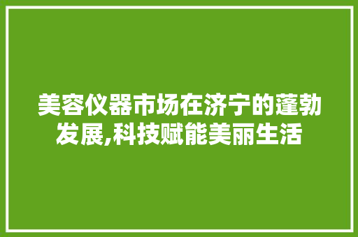 美容仪器市场在济宁的蓬勃发展,科技赋能美丽生活 美容仪器市场在济宁的蓬勃发展,科技赋能美丽生活 动手制作