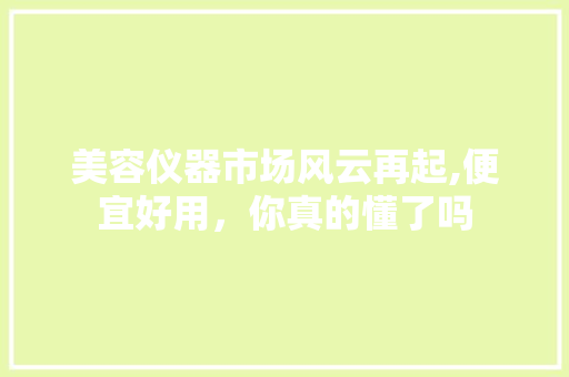 美容仪器市场风云再起,便宜好用，你真的懂了吗 美容仪器市场风云再起,便宜好用，你真的懂了吗 旅行地理
