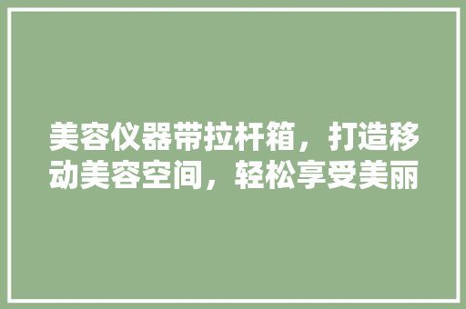 美容仪器带拉杆箱，打造移动美容空间，轻松享受美丽人生 美容仪器带拉杆箱，打造移动美容空间，轻松享受美丽人生 日用科普