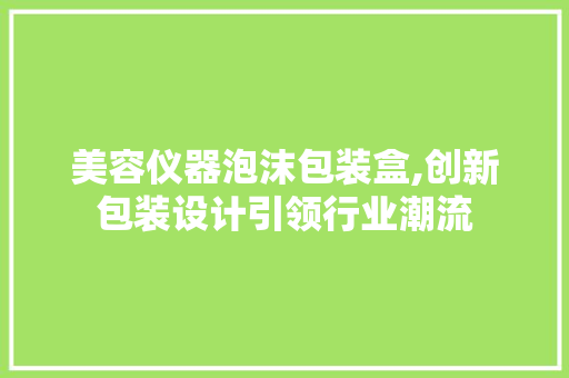美容仪器泡沫包装盒,创新包装设计引领行业潮流 美容仪器泡沫包装盒,创新包装设计引领行业潮流 旅行地理