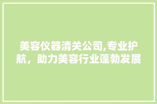美容仪器清关公司,专业护航，助力美容行业蓬勃发展 美容仪器清关公司,专业护航，助力美容行业蓬勃发展 服饰装扮