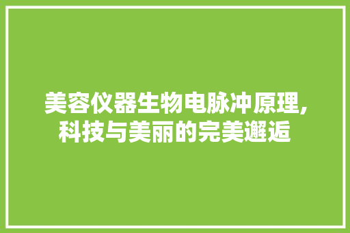 美容仪器生物电脉冲原理,科技与美丽的完美邂逅 美容仪器生物电脉冲原理,科技与美丽的完美邂逅 美容塑身