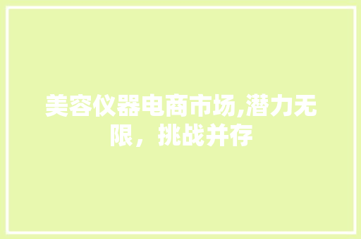 美容仪器电商市场,潜力无限，挑战并存 美容仪器电商市场,潜力无限，挑战并存 饮食拾萃