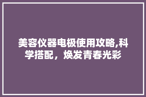 美容仪器电极使用攻略,科学搭配，焕发青春光彩 美容仪器电极使用攻略,科学搭配，焕发青春光彩 日用科普