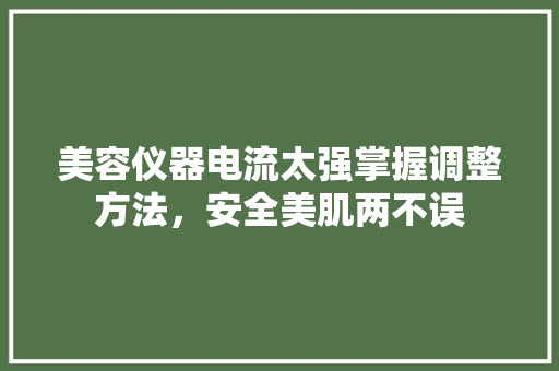 美容仪器电流太强掌握调整方法，安全美肌两不误 美容仪器电流太强掌握调整方法，安全美肌两不误 服饰装扮