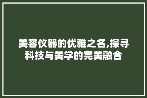 美容仪器的优雅之名,探寻科技与美学的完美融合 美容仪器的优雅之名,探寻科技与美学的完美融合 日用科普