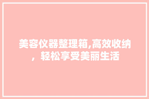 美容仪器整理箱,高效收纳，轻松享受美丽生活 美容仪器整理箱,高效收纳，轻松享受美丽生活 家居时尚