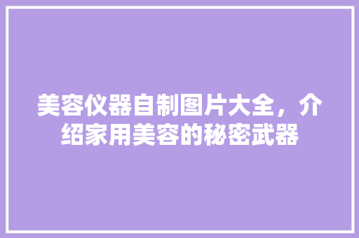 美容仪器自制图片大全，介绍家用美容的秘密武器 美容仪器自制图片大全，介绍家用美容的秘密武器 日用科普