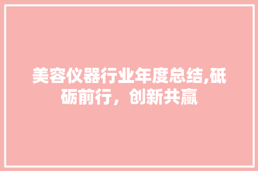 美容仪器行业年度总结,砥砺前行，创新共赢 美容仪器行业年度总结,砥砺前行，创新共赢 动手制作
