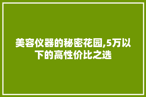 美容仪器的秘密花园,5万以下的高性价比之选 美容仪器的秘密花园,5万以下的高性价比之选 美容塑身