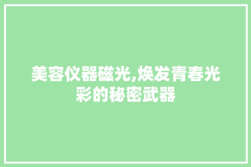 美容仪器磁光,焕发青春光彩的秘密武器 美容仪器磁光,焕发青春光彩的秘密武器 服饰装扮