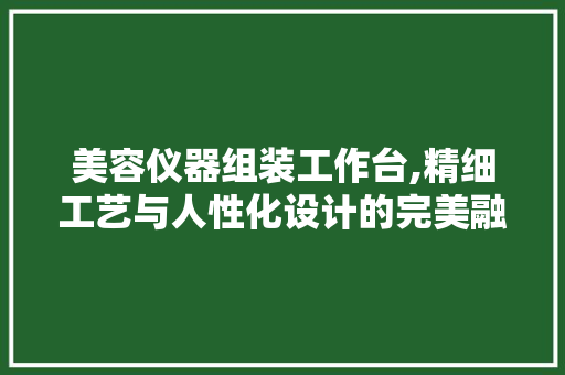 美容仪器组装工作台,精细工艺与人性化设计的完美融合 美容仪器组装工作台,精细工艺与人性化设计的完美融合 旅行地理