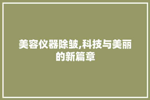 美容仪器除皱,科技与美丽的新篇章 美容仪器除皱,科技与美丽的新篇章 美容塑身