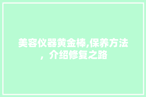 美容仪器黄金棒,保养方法，介绍修复之路 美容仪器黄金棒,保养方法，介绍修复之路 日用科普