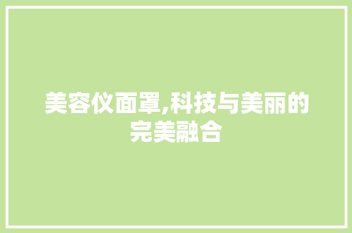 美容仪面罩,科技与美丽的完美融合 美容仪面罩,科技与美丽的完美融合 家居时尚
