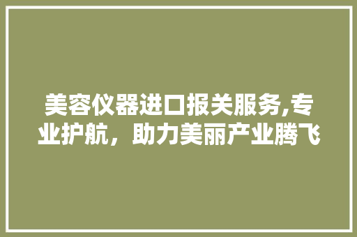 美容仪器进口报关服务,专业护航，助力美丽产业腾飞 美容仪器进口报关服务,专业护航，助力美丽产业腾飞 服饰装扮