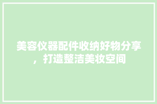 美容仪器配件收纳好物分享，打造整洁美妆空间 美容仪器配件收纳好物分享，打造整洁美妆空间 旅行地理